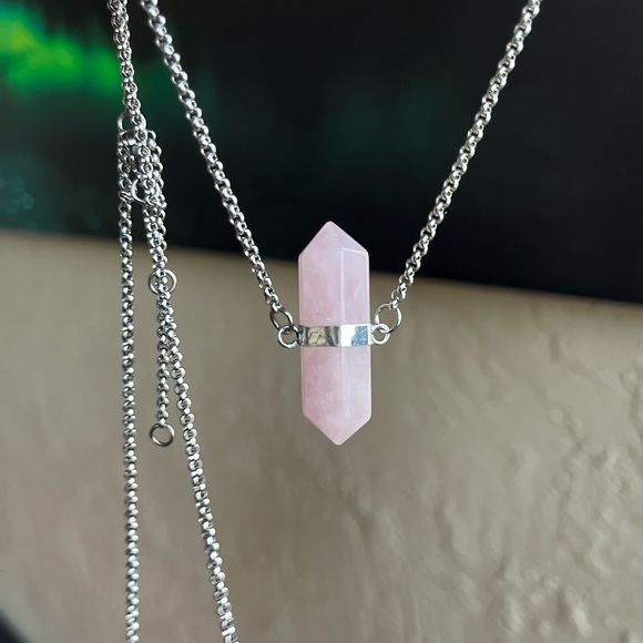 Handmade Double layer necklace rose quartz crystal gemstone boho choker - Picture 4 of 11